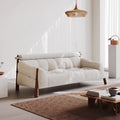 Vintage cream solid wood designer creative small apartment white retro ash wood three-seater fabric sofa