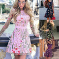 2025 spring new arrivals: european & american style women's clothing - amazon dress, embroidered bohemian floral a-line mini dress