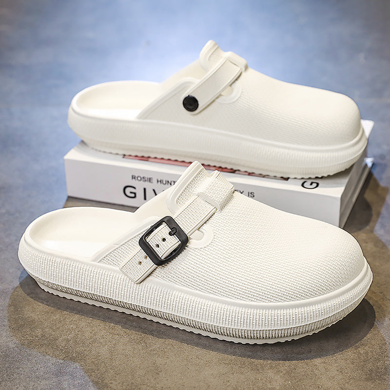 跨境博啃包头拖鞋男潮款踩屎感厚底情侣沙滩鞋外出半拖凉鞋女批发