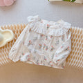 Girls' 100% cotton lace floral babydoll top - new autumn  korean style kids' long-sleeve shirt - trendy blouse