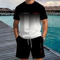 Summer new 3d print fashion trend mesh trendy cool short sleeve shorts t-shirt set - direct from european and american factories