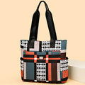 2024 new large capacity shoulder bag fashion korean style handbag color block plaid tote bag women's bag mom bag