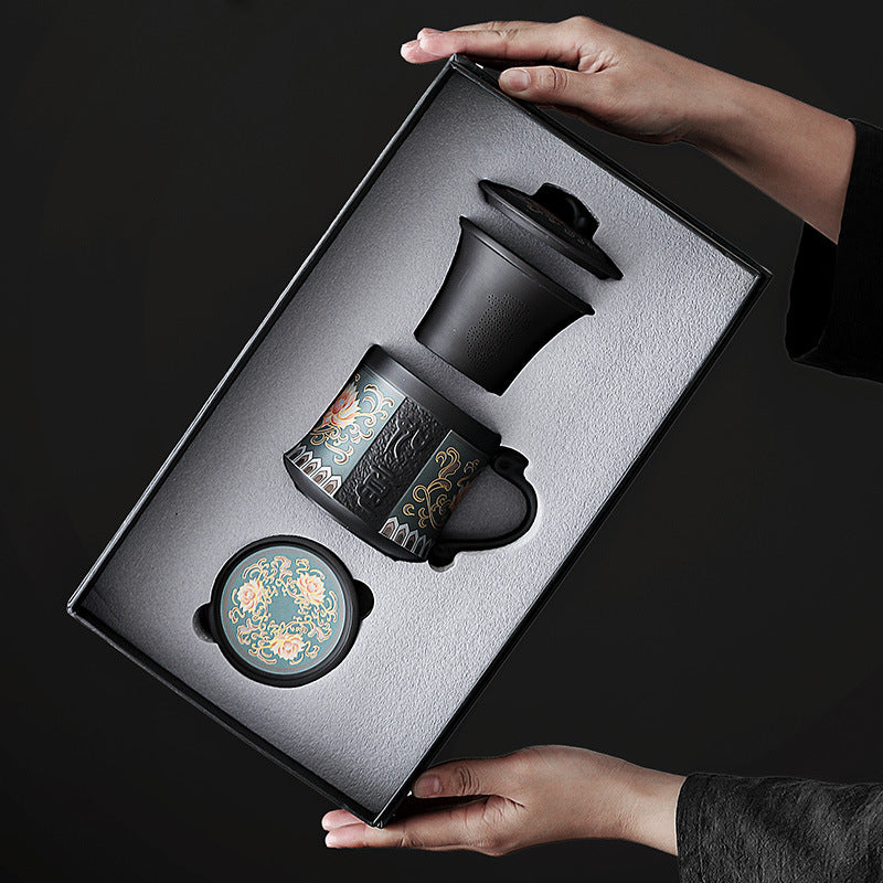 High-end zisha tea set - premium business gift, kung fu tea ceremony gift box, complete teapot and teacup set, light luxury style