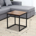 Scandinavian iron art solid wood coffee table small apartment sofa side table casual creative side table dark brown square mother-in-law coffee table