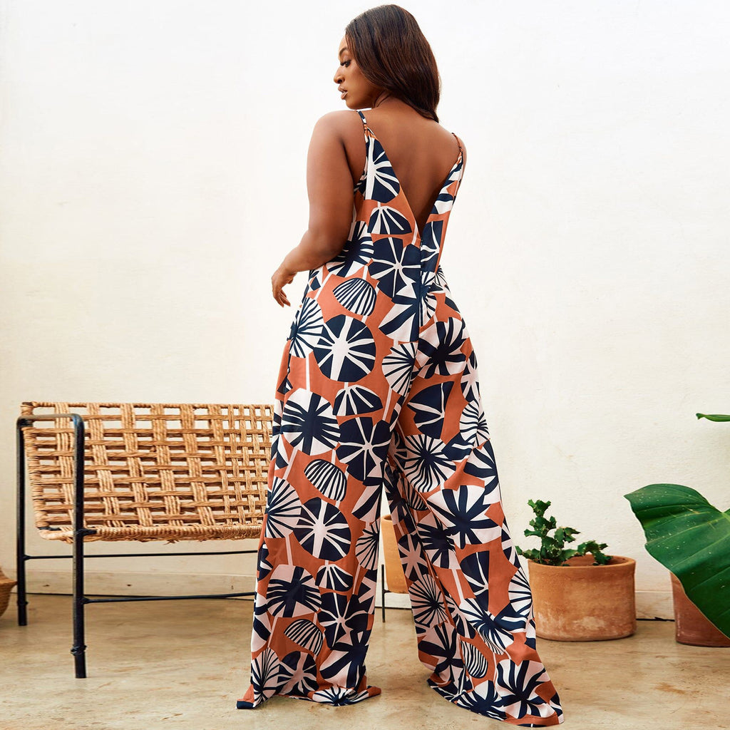 S10489 European and American, sexy, slim plus size, printed, suspenders, wide legs, printed, maternity pants jumpsuit