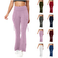 european and american cross-border  women's fashion trend solid color high-waisted belt pocket yoga pants