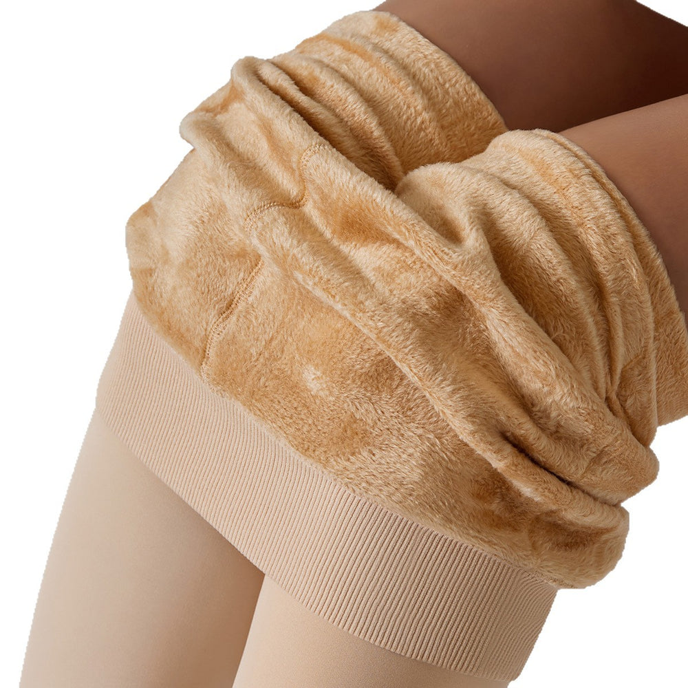 fall/winter warm fleece-lined leggings - solid color 300g thickened footed pearl fleece base layer pants