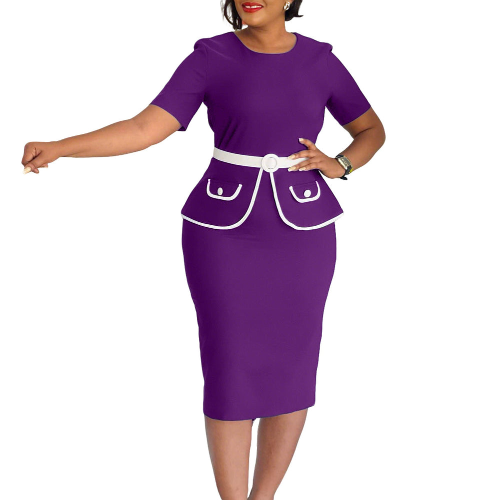 D3339  women's fashion european and american style elegant stretch bodycon short sleeve office lady african plus size dress