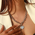 European and american style fashion double-layer love necklace for women patchwork cold style women's hip-hop long sweatshirtsweater chain ins trend