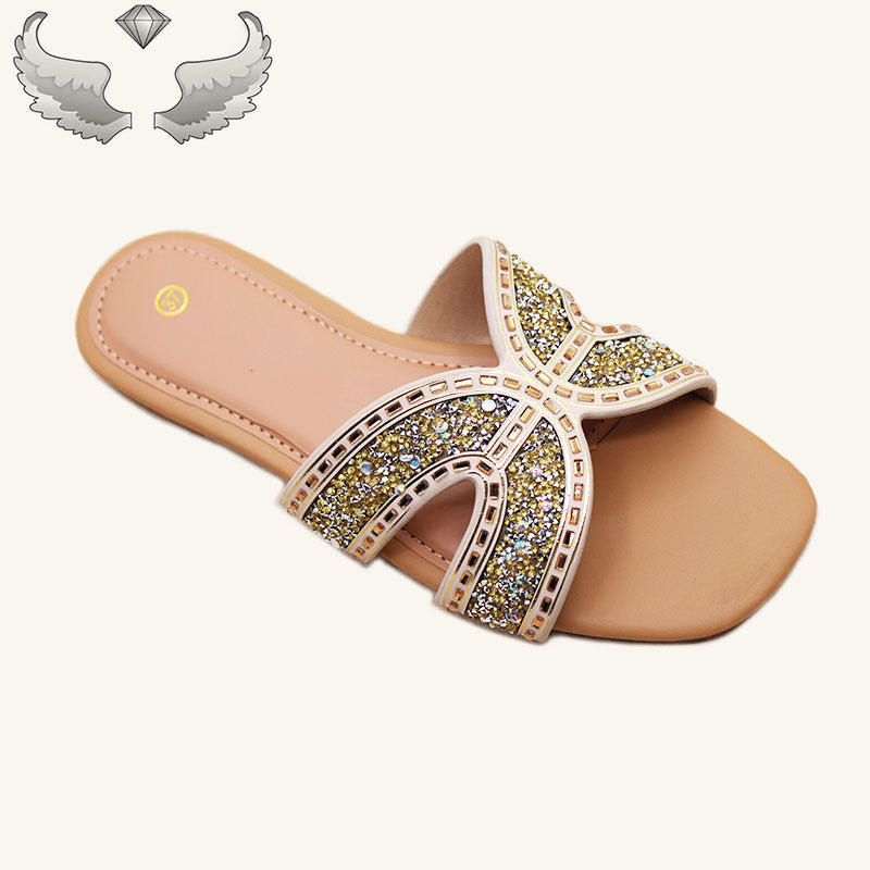 Women's Foreign Style Slippers Fashion Rhinestone Factory High-quality Ladies slippers