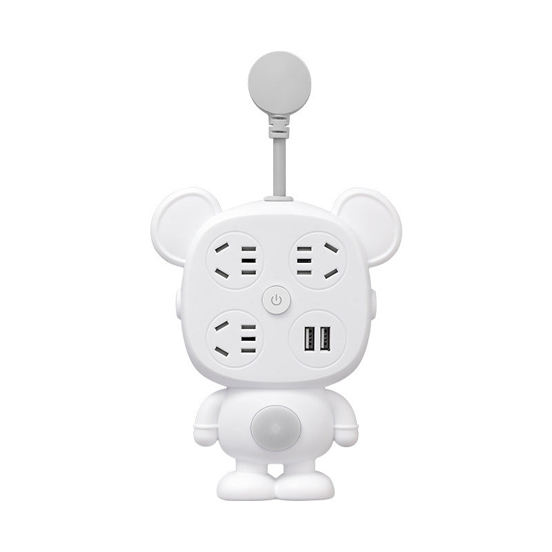 Night light socket converter panel multi-hole plug strip multi-slot plug plate with cord cute multi-function one-to-multi plug