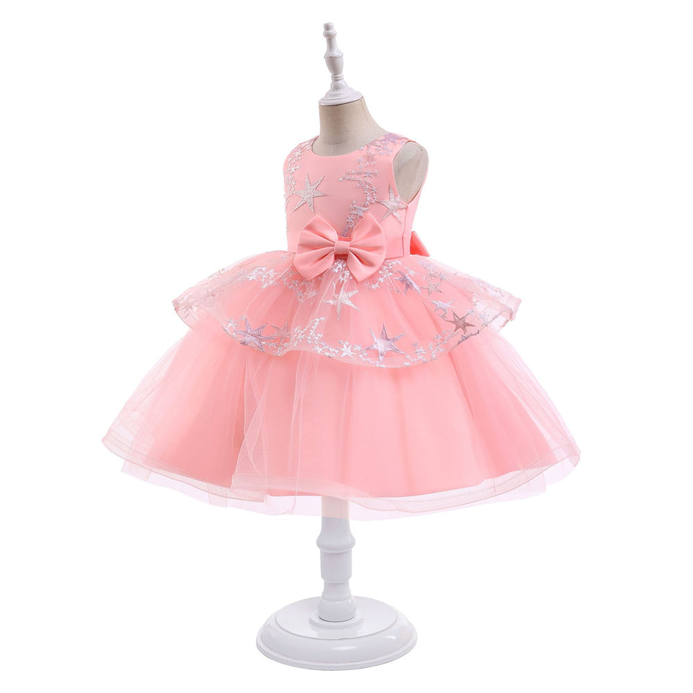 kids dress star sequin princess dress baby girl mesh piano catwalk dress baby dress