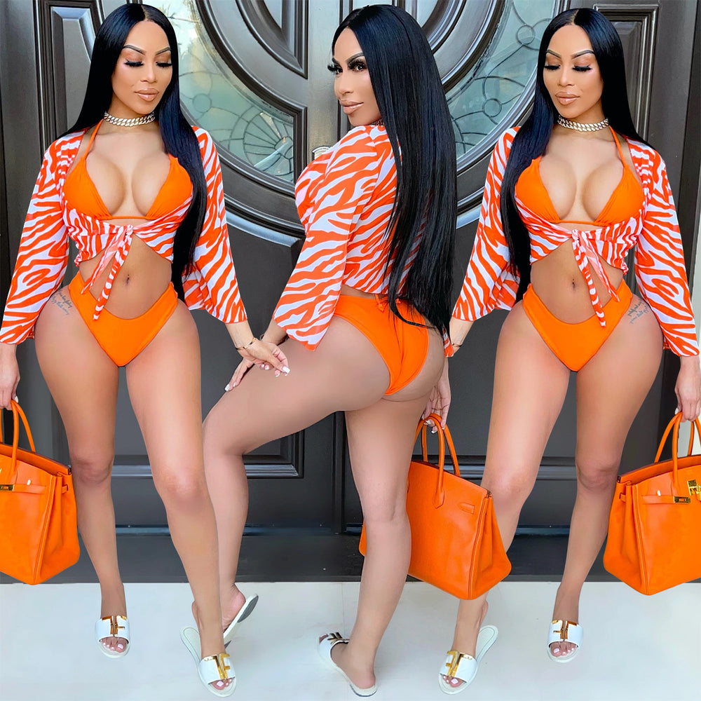 X5067 special offer: no returns or exchanges. purchase with caution. sexy leopard print mesh three-piece bikini set with strappy detail
