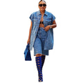 European and american style women's casual denim jacket -  cross-border fashion sleeveless denim vest jacket