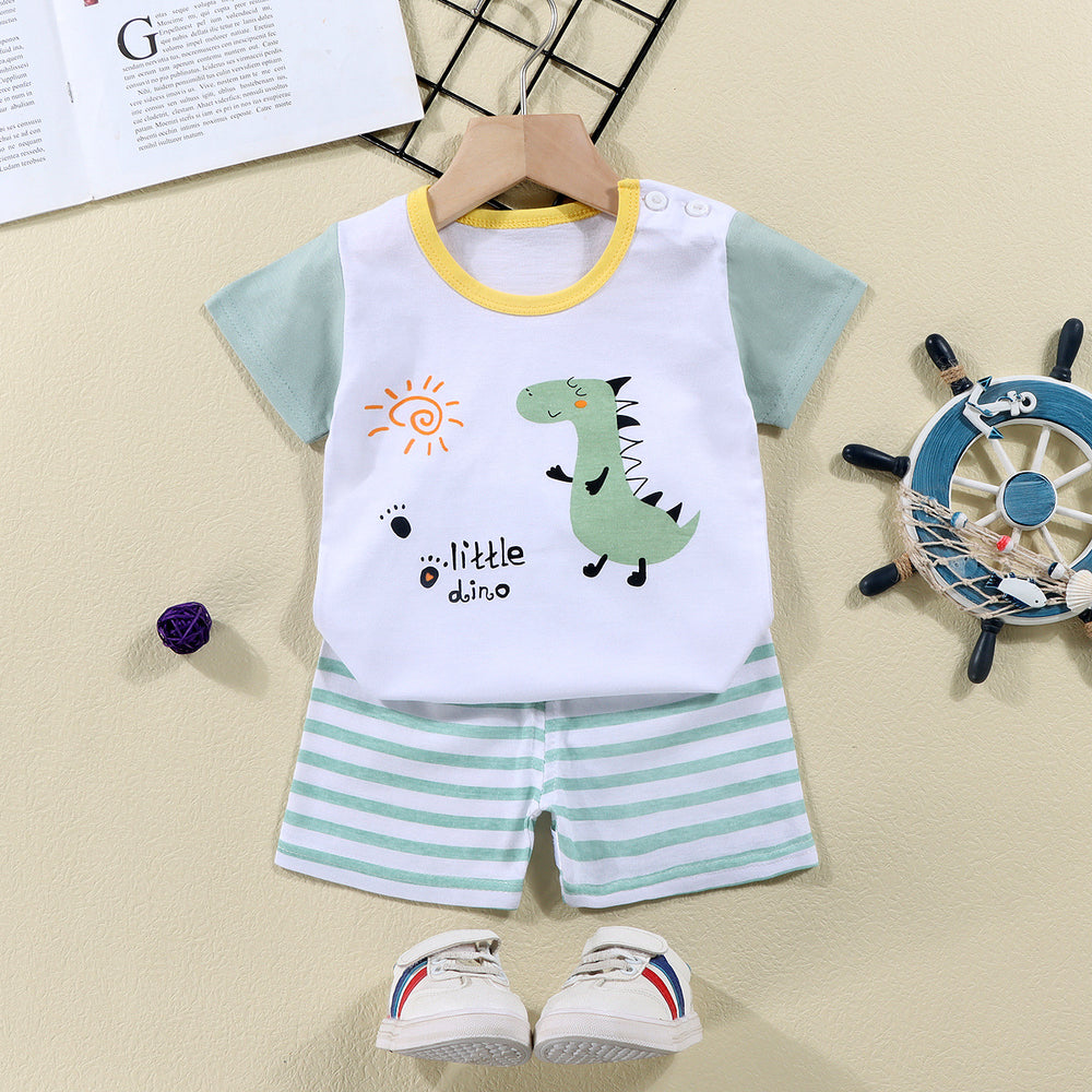 summer new arrival: 100% cotton kids' short-sleeve t-shirt and shorts set - korean style infant and toddler two-piece outfit
