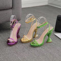 French european and american style new gold, green, and purple chunky heel platform sandals - women's fashion, minimalist chic, wholesale women's shoes