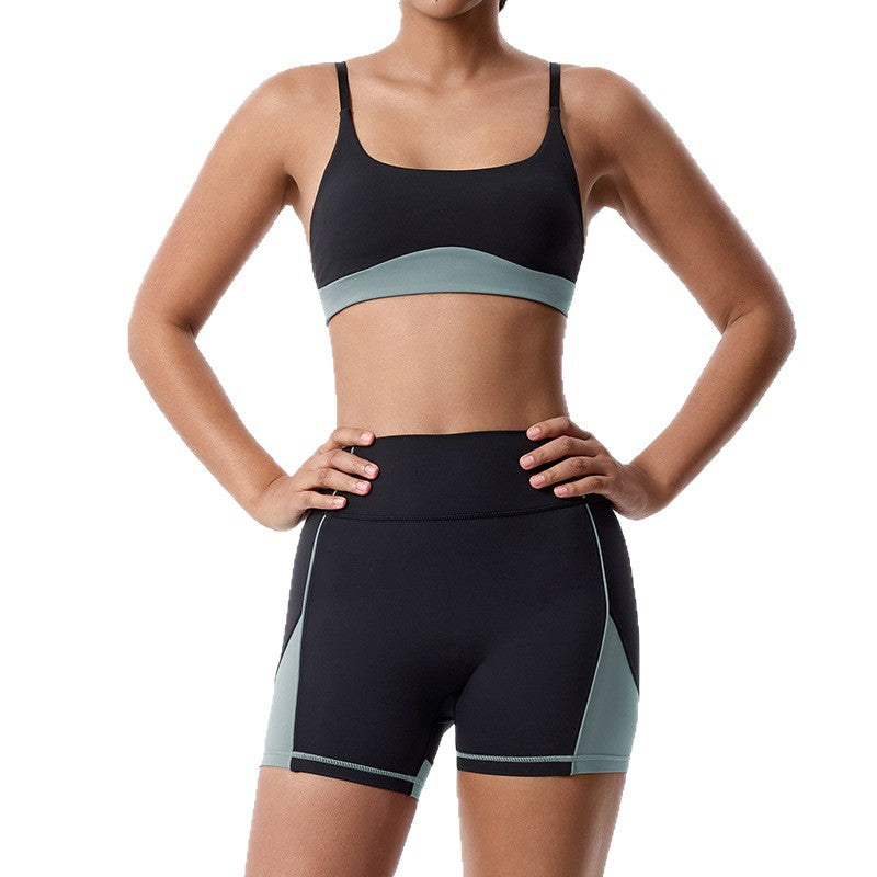 New arrival detachable sports vest women's beautiful back tight sling yoga bra color matching nude fitness tops