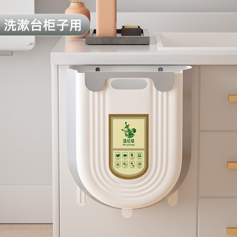 Kitchen trash can hanging for home kitchen waste classification foldable cabinet door wall hanging bathroom toilet storage wastebasket