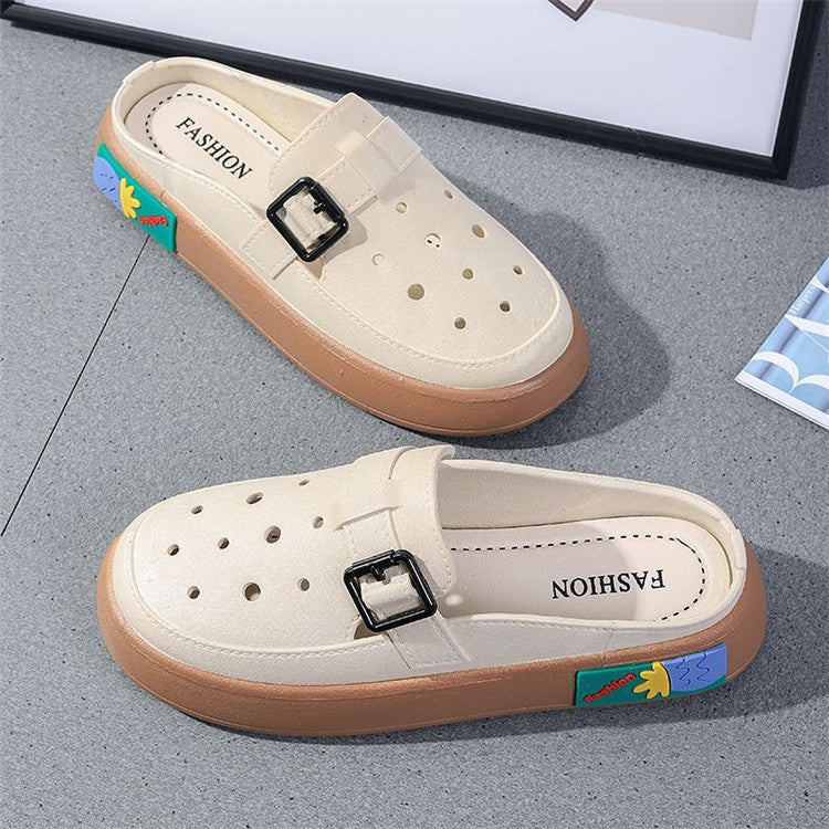 Women's summer slippers 2023 new fairy style sandals, trendy versatile platform slides, cloud-like comfort, thick sole beach shoes