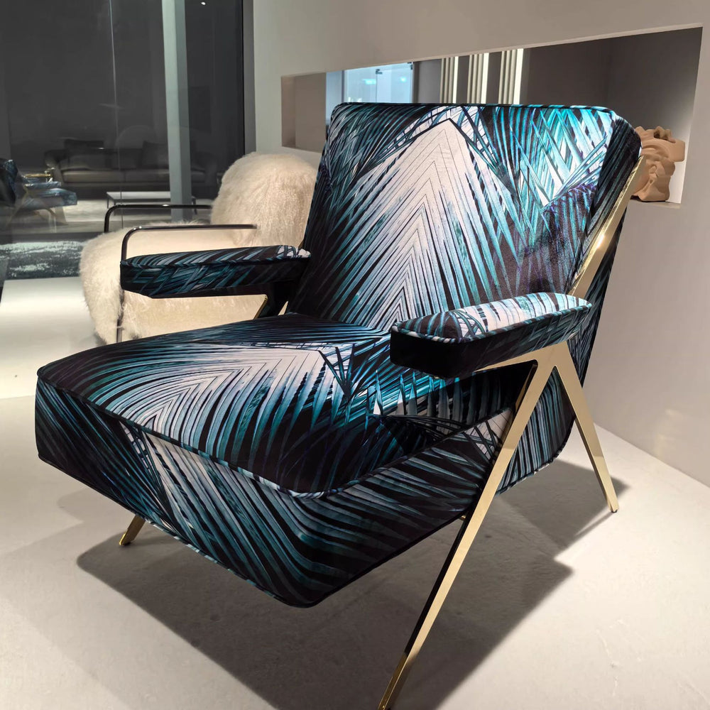 Italian style single reclining sofa chair - luxury designer accent chair for living room, villa, and home