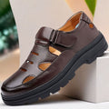 Special big salemen leather shoes summer new chinoiserie lightweight soft bottom crocs shoes breathable cut out men's shoes men sandals