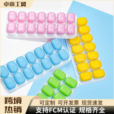 14-cavity square ice cube tray with lid - silicone soft base, easy release, diy ice mold kit
