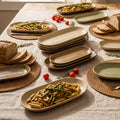Vintage chic ceramic oval fish plate - perfect for restaurants, hotels, and home use. featuring a textured, rectangular design ideal for steamed fish, sushi, and elegant plating