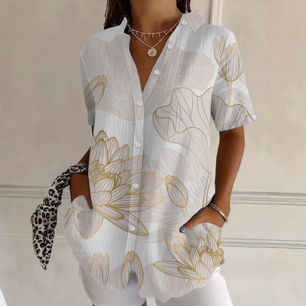 wholesale women's short-sleeved shirts, trendy shirt with hot-selling cross-border print designs, dropshipping available
