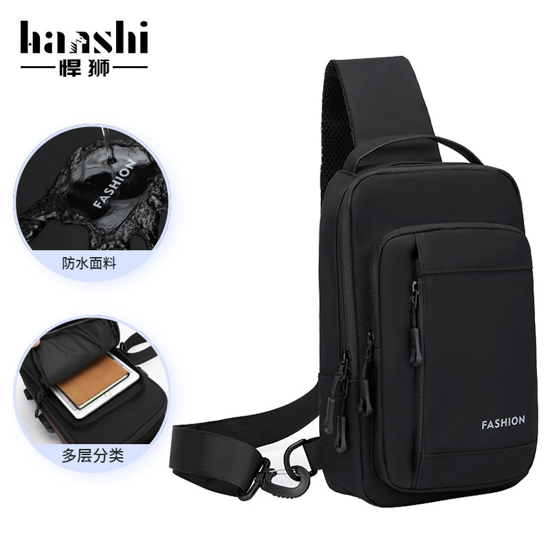 Fashion Men's Locomotive Crossbody Bag Premium Casual Women's Breast Bag Tide Travel Waterproof Shoulder Bag Commuter Chest Bag