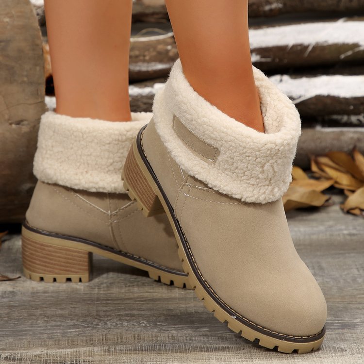 plus size knee socks cotton boots for women  fall and winterfleece-linedthickened thick heel snow boots for women in stock snow non-slip