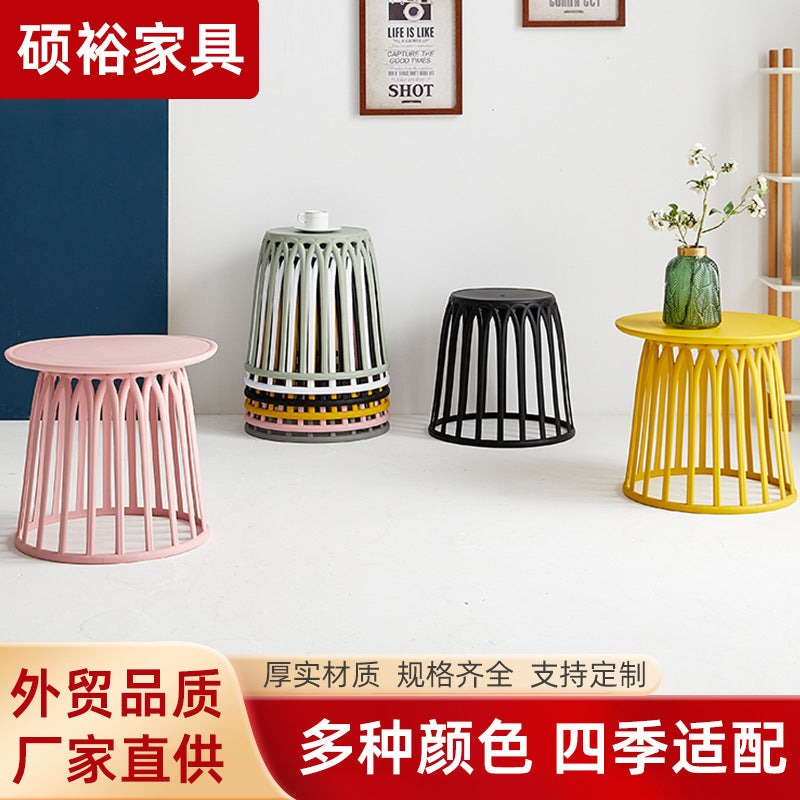Round living room side table cut out set stool plastic small table spare stool small tea table chair modern casual stackable