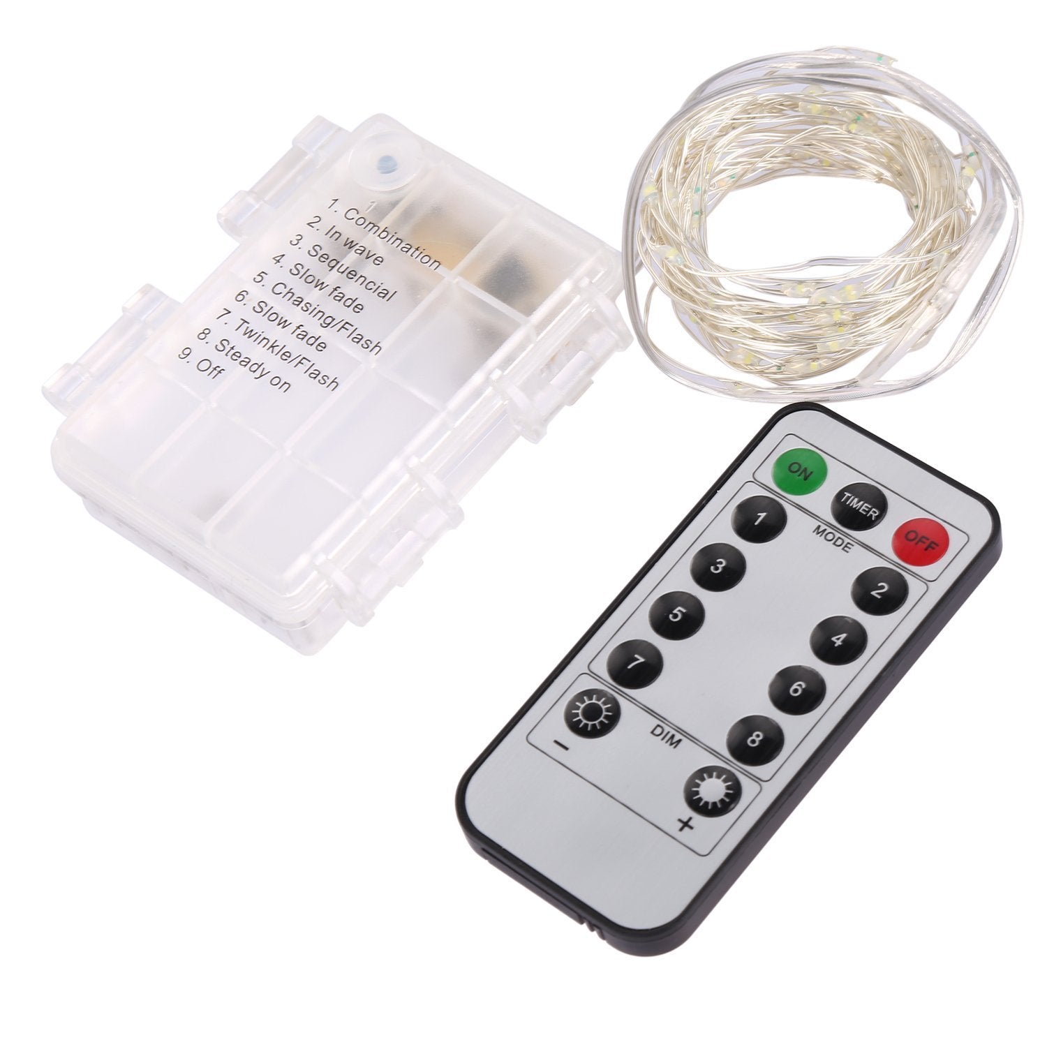Eight-function waterproof battery box with remote control copper wire light LED low voltage waterproof Christmas light 100LED copper wire light string