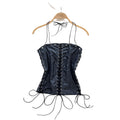 European and american pure lust style sling tube top vest women's summer strap waist pu leather retro fried street hot girl tops trendy