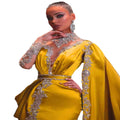 new foreign trade european and american women's clothing   evening gown yellow gold sprinkle sequin long dress