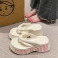 New women's platform flip-flops: summer outdoor wear, korean style, trendy home slippers, soft sole, letter eva sandals