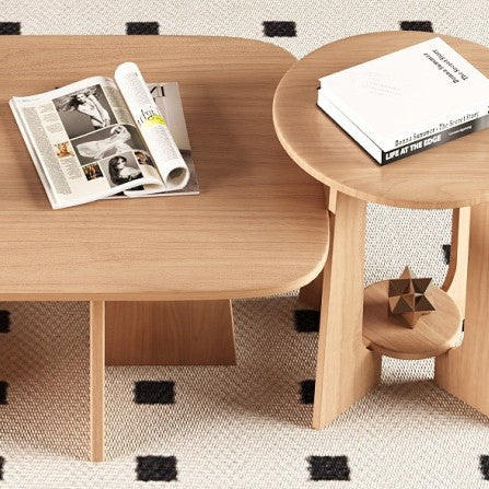 Solid wood coffee table - living room, small apartment side table, modular tea table, low table - minimalist, light luxury, modern, high-end style