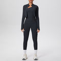 pure color brushed tight one-shoulder vest nine-point long three-piece sports running fitness yoga suit