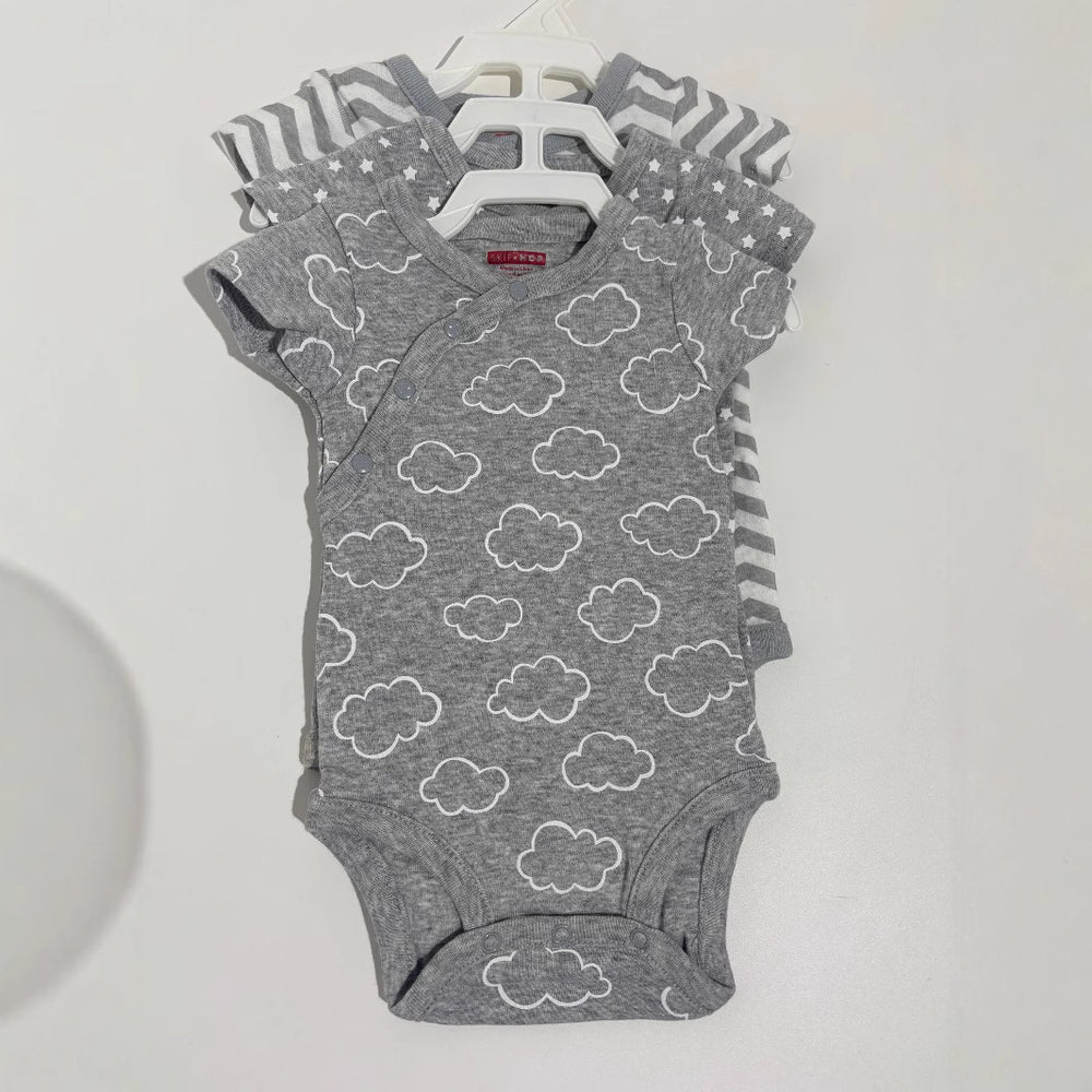 Export original order infant male and female baby slanted button pullover pure cottonprinting half-sleeved bottom triangle khaki