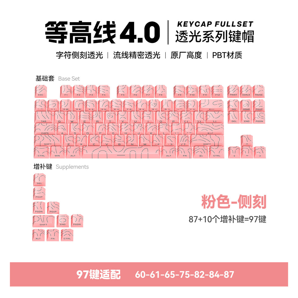 spot black powder pbt contour 4.0 side engraved keycap original height 130 two-color small complete set of cracks