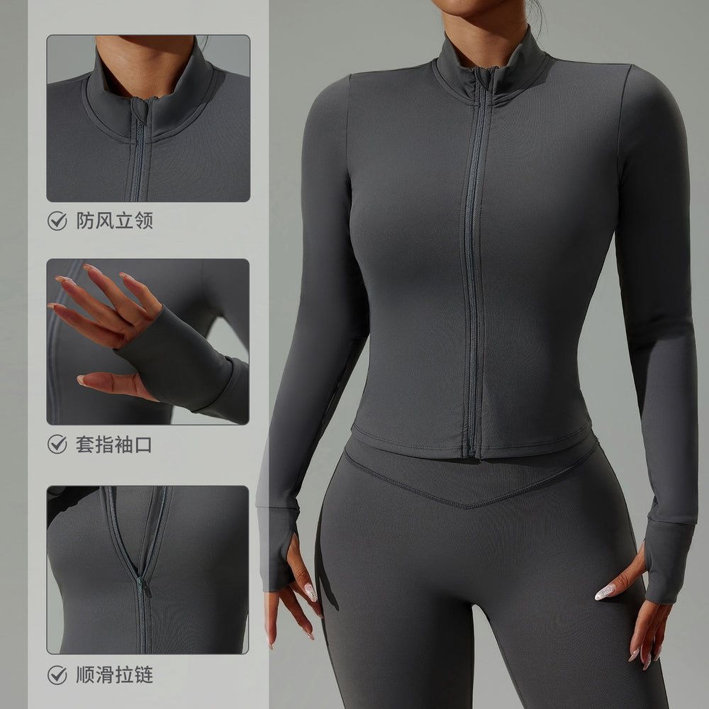 Lulu zip-up compression long sleeve yoga top women's running fitness jacket cloud feel breathable activewear top