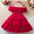 girls' summer new arrivals: korean style artsy long dresses for mid-to-large children, girls' cake beach dresses - wholesale supply