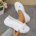 Plus size women's round toe slip-on shoes - soft sole, bow accent, versatile casual, anti-slip, wear-resistant, perfect for moms