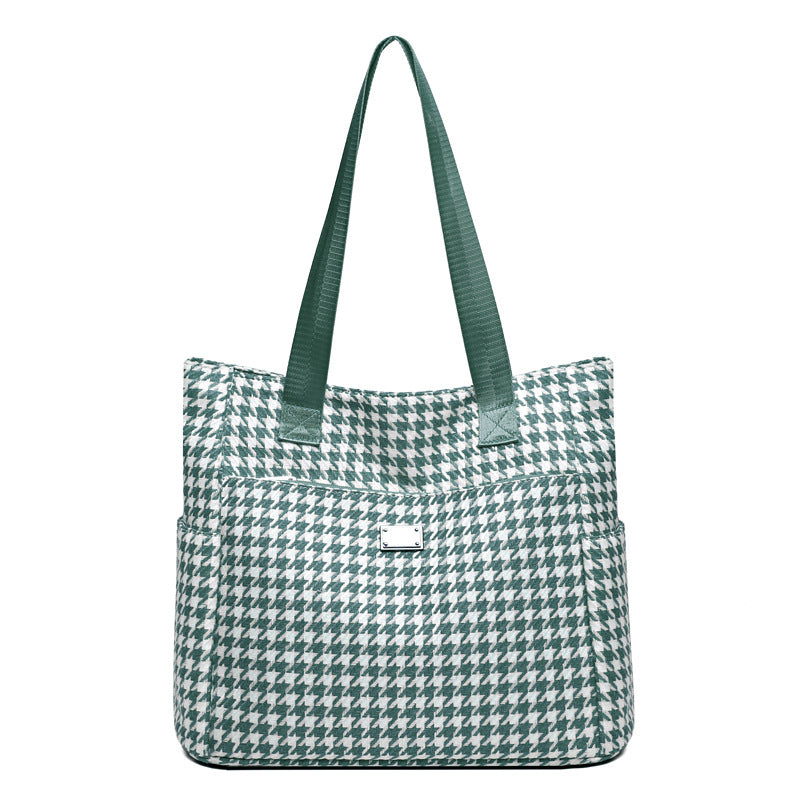 2023 fashion new arrival houndstooth canvas bag large capacity popular casual shoulder bag simple versatile tote bag for women