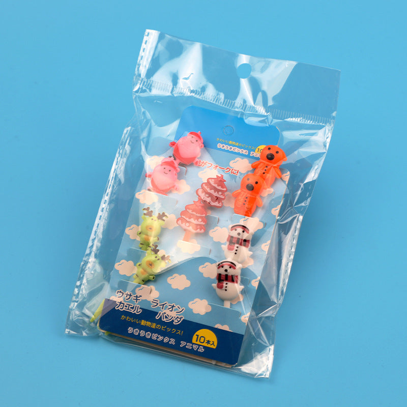 Home party letter fruit fork creative children's animal cute christmas fruit fork set bento tag