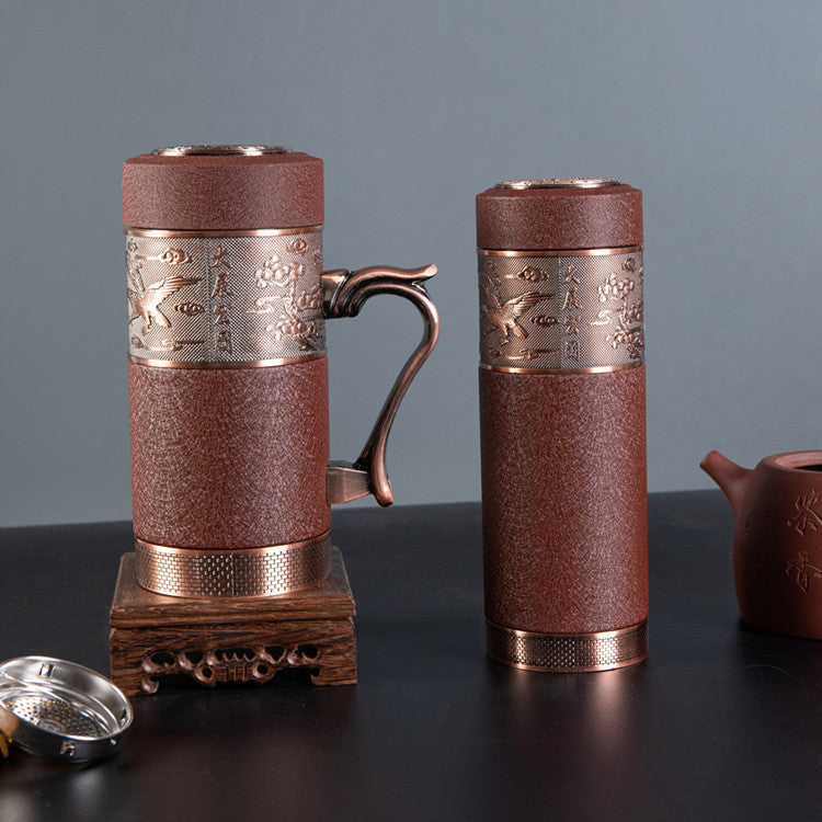 Wholesale yixing zisha (purple clay) office cups: premium zisha inner liner, high-end gift, powder-coated finish (fade-resistant), personal tea brewing