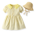 Summer boys' new export style striped bubble cotton short-sleeved shirt and overalls set, korean style children's formal wear