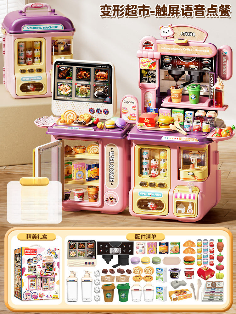 Kids' pretend play toy - realistic coffee & cash register set - convenience store water dispenser - educational supermarket playset - birthday gift for boys & girls