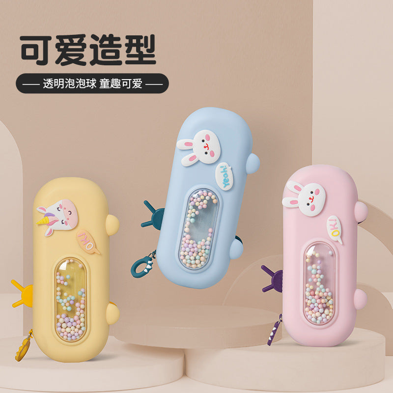 Bubble machine styling pencil bag large capacity female cute cartoon silicone stationery box primary school student stationery bag creative pencil bag