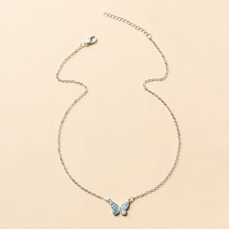 Butterfly necklace wholesale european and american cross-border new style full diamond jewelry simple fashionable versatile pendant women's niche clavicle chain