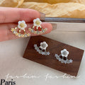 Fashion daisy flower earrings small fresh exquisite earrings 925 silver needle sense of design elegant earrings classy earrings